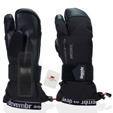 Three-Finger Ski Gloves with Wrist Guards, Warm Snowboarding Gloves (Black/Gr...