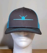 Fahrenheit Headwear Jet Silhouette Aviation Hat Cap Teal Dark Gray Snapback NWT