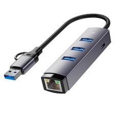 4In1 USB 3.0 Hub Gigabit Ethernet Adapter Space Gray RJ45 LAN 1000Mbps