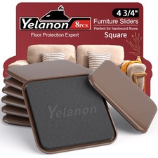 Furniture Sliders 8 pcs-4 3/4” Square Brown Furniture Sliders for Carpet Heav...