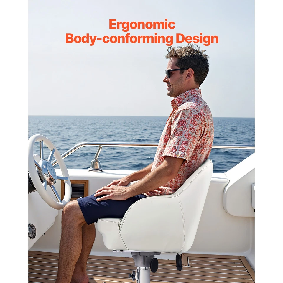 Boat Seat Captain Bucket Seat Fishing Pontoon Boat Seat Padding Chair White Foto 3 de 4