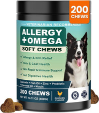 Dog Allergy Chews Omega 3 Is Human,Itch Relief Multivitamin Medicine for Dogs It