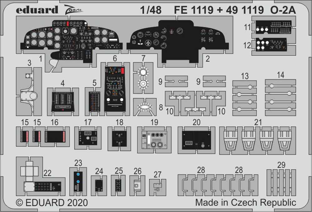 Eduard FE1119 Etched Aircraft Detailling Set 1:48 Cessna O-2A Skymaster