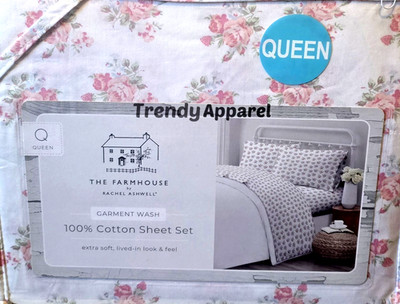 Shabby Chic by Rachel Ashwell, Peach Rose Floral, QUEEN Sheet Set
