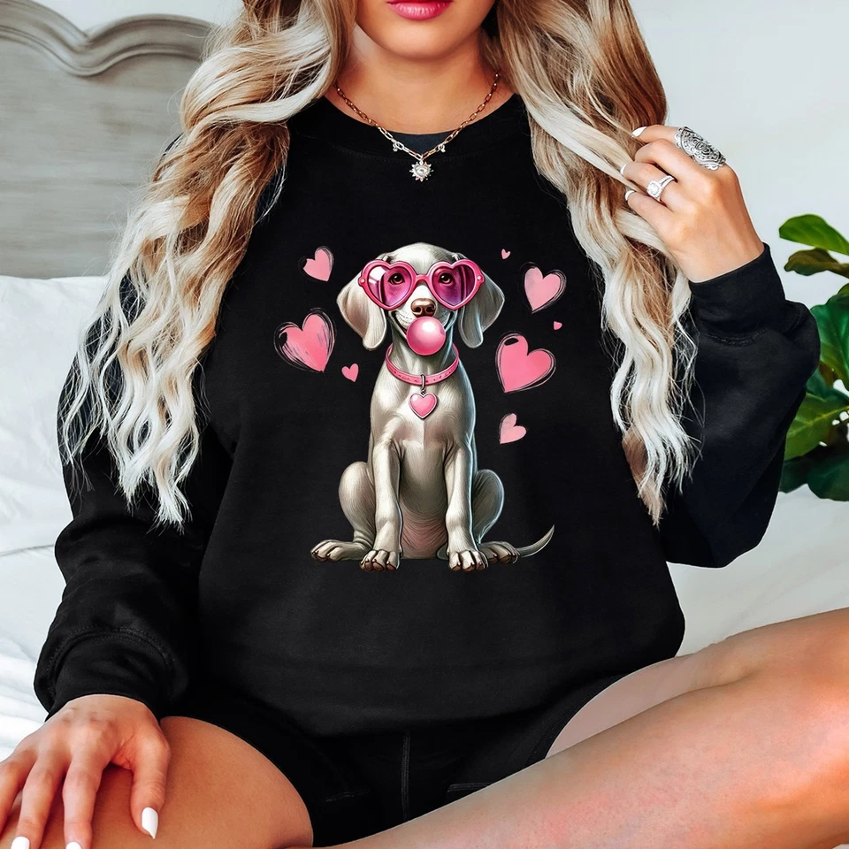 Sweat-shirt pour femme Dog Valentine Hearts Day Bubblegum Lover Jumper - Photo 1/1