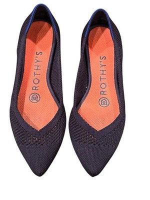 Rothy's The Point Maritime Navy Blue Lattice Flats Sz 5