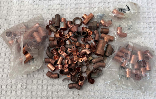 LOT Copper Fittings NIBCO & others Adapters Couplers Elbows Tees Over 4 lbs