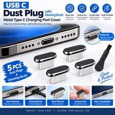 USB C Dust Plug With Cleaning Brush, Metal Type C Charging Port Cover, Anti Dust