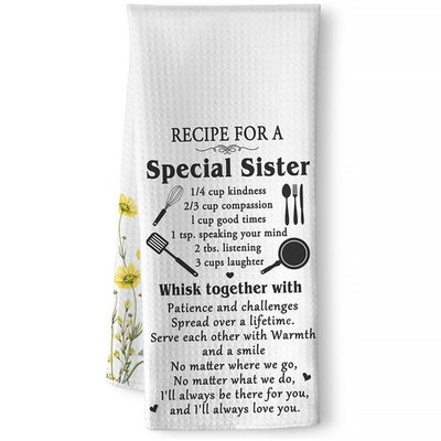 Thoughtful Sister Gifts - Heartwarming Kitchen Towel with Family Recipe Desig...