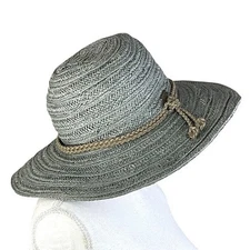 Sun N Sand Floppy Wide Brim Woven Sun Hat Womens Gray One Size