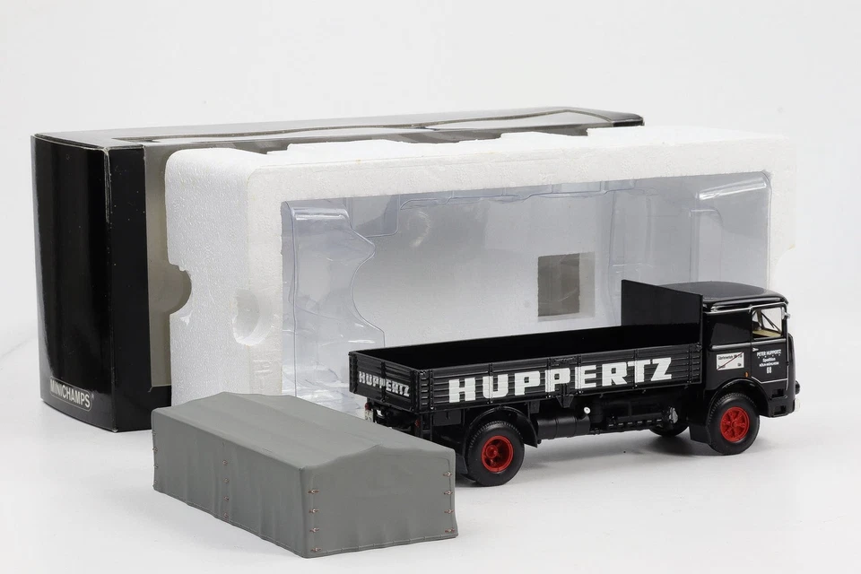 Camion pianale 1:43 Minichamps Büssing Lu11/16 con telone "Huppertz" - Immagine 2 di 4