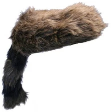 These classic fur trapper and trader raccoon-tail hats are a great accessory for