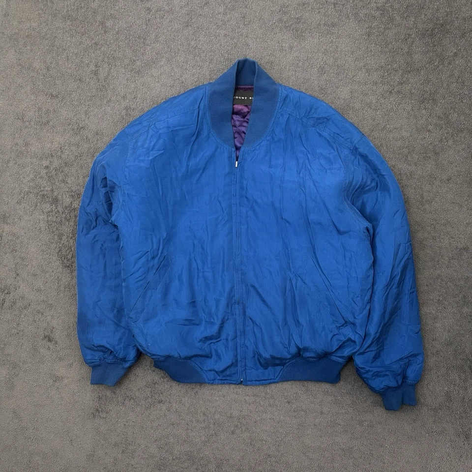 Conjunto de 2 jaquetas e calças vintage de seda agosto azul tamanho pequeno anos 90 esportes - Imagem 2 de 4