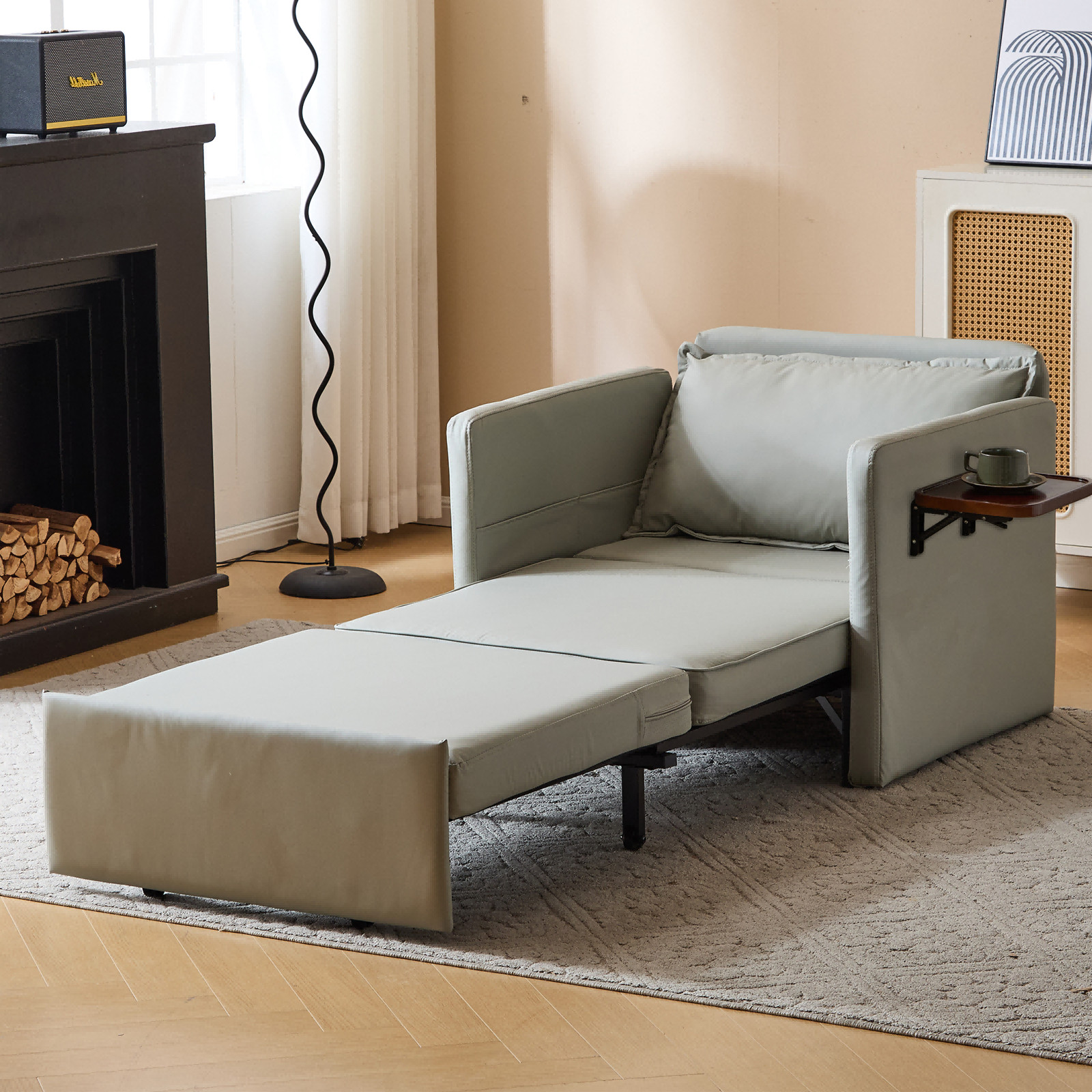 Bed With Tray Table.usb & Type-c Charging Ports