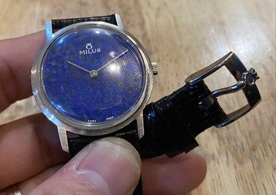 vintage Rare Milus Blue Lapis Stone Dial + Acier Buckle  display picture 1