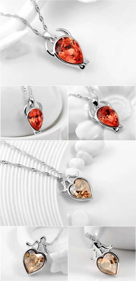 12 Sternzeichen Halskette mit Anhänger Kette Silberkette Geschenk kristall Glück - Bild 2 von 4