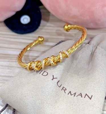 David Yurman 4mm Cable Classic Bracelet with 18K Gold /Diamond