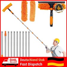 4,2m Teleskopstange Fensterreiniger, drehbarer Kopf und Edelstahl-Verlängerung
