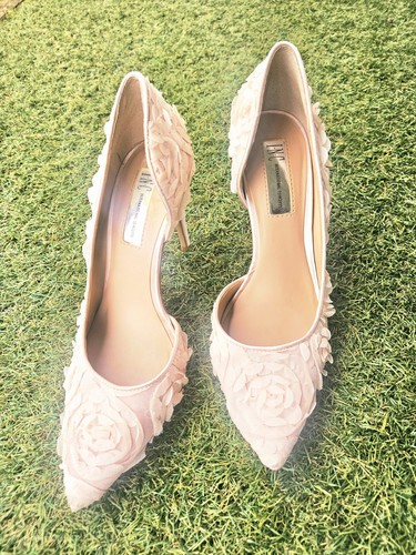 INC International Concepts Ivory/pink Synthetic Floral High Heel Bridal Pumps