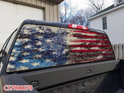 American Flag Pick Up Truck SUV Rear Back Window Graphics Decal Wrap Tint #78