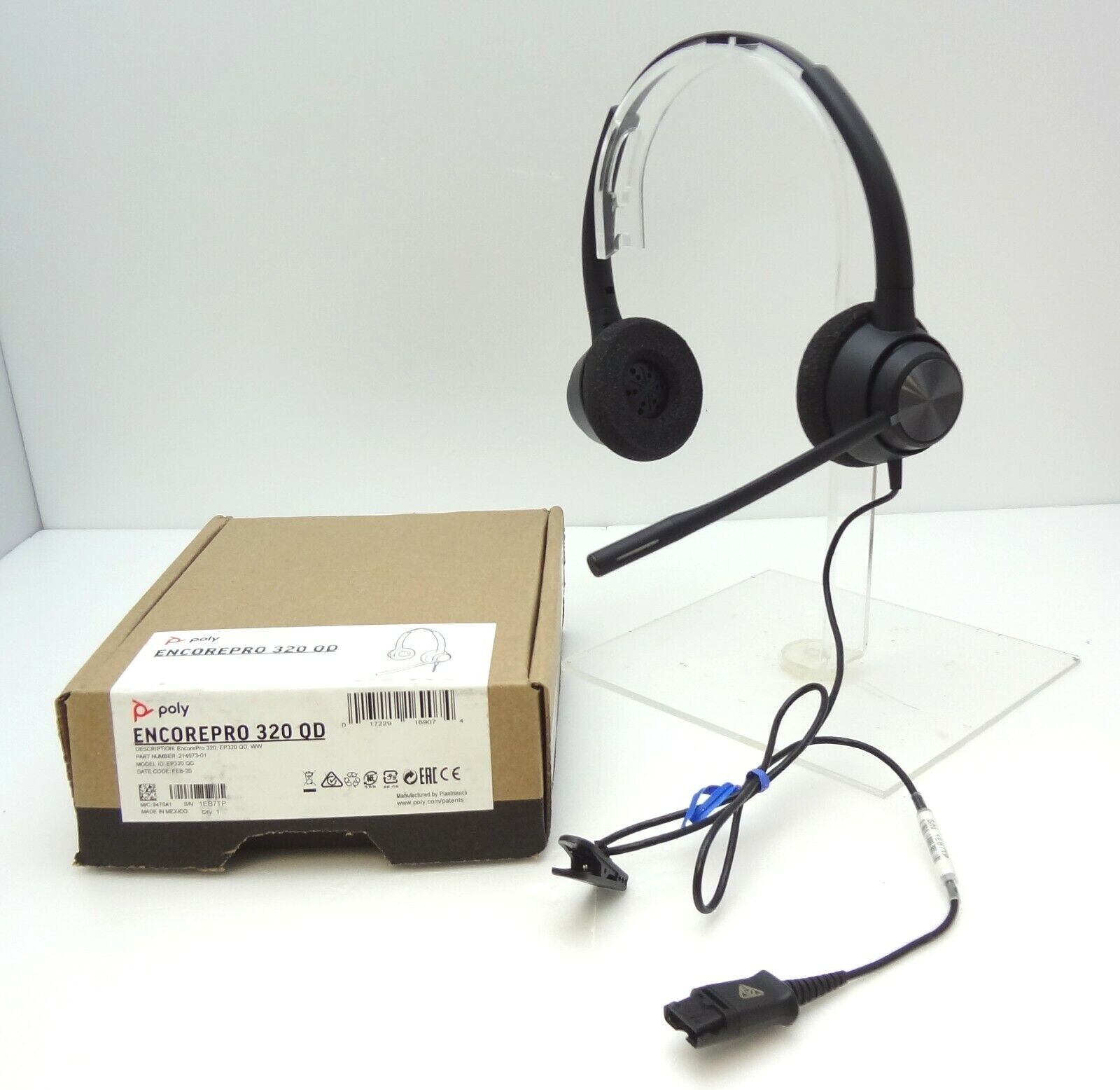 Plantronics EncorePro 320 Stereo Quick Disconnect Wired QD Headset EP320 BLACK