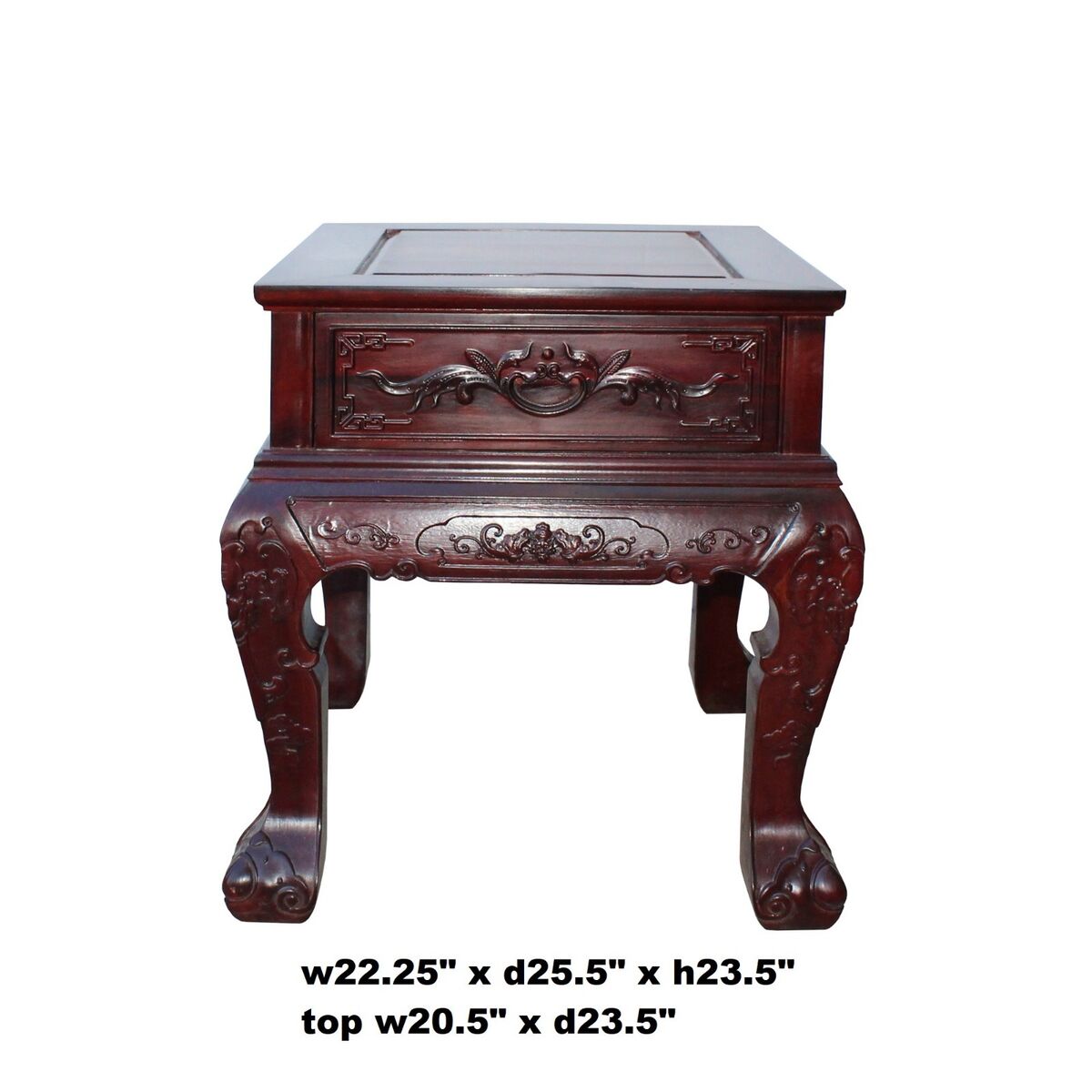 Chinese Oriental Suan Zhi Rosewood Foo Dogs Motif Tea Table Stand cs4536S Chinese Oriental Suan Zhi Rosewood Foo Dogs Motif Tea Table Stand cs4536S