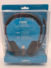 Logitech - H390 Wired USB On-Ear Stereo Headphones - Black, Brand New Sealed