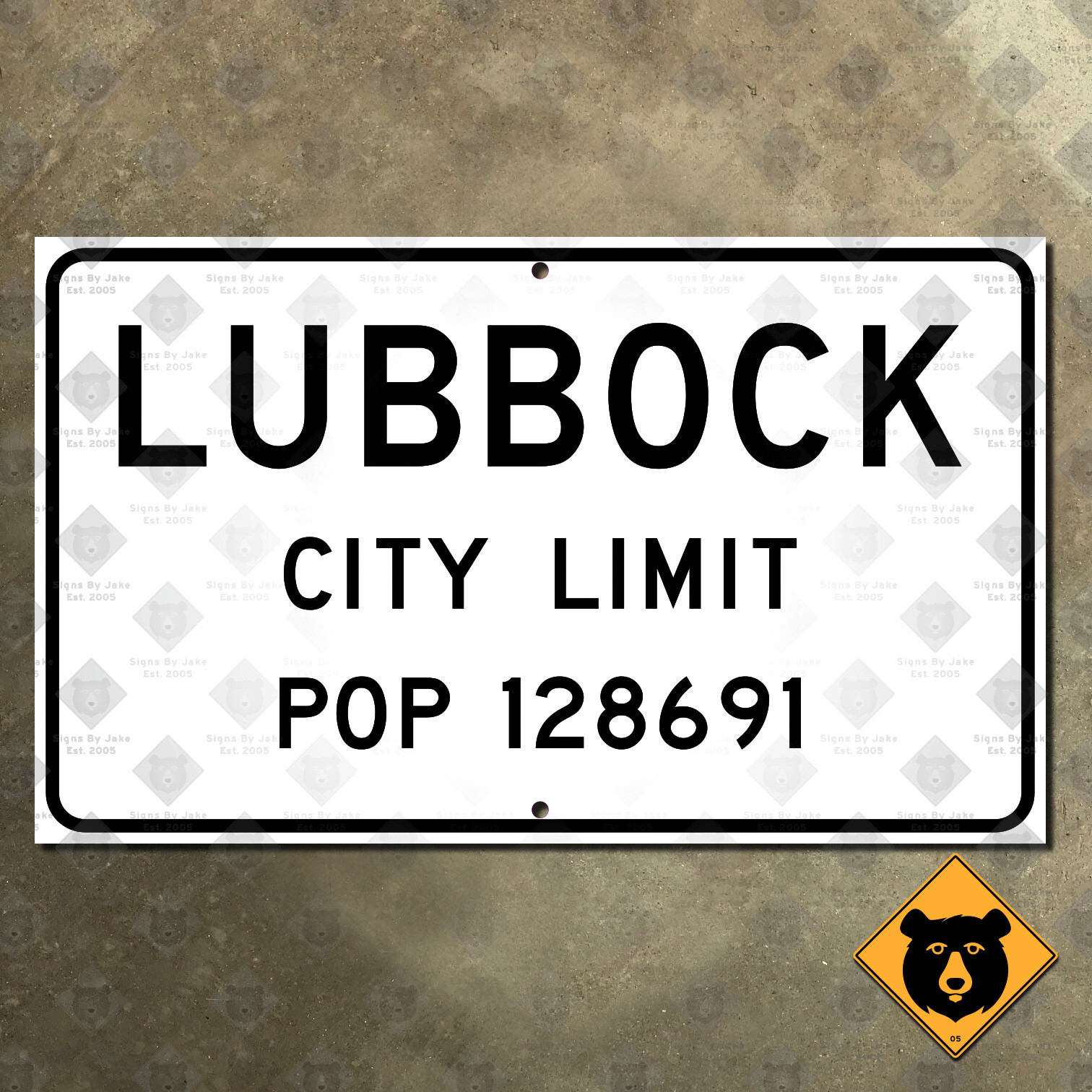 Texas Lubbock Hub City limits highway road sign marker South Plains Tech 22x13