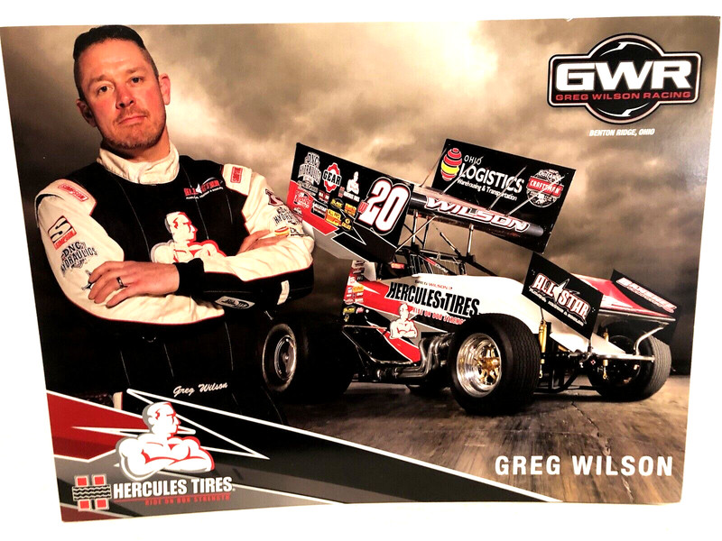 2016 GREG WILSON HERCULES TIRES WOO 410 WINGED SPRINT CAR DIRT POSTCARD 