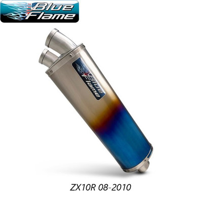 ZX-10R EXHAUST 2008-2010- KAWASAKI- BLUEFLAME COLOURED TITANIUM TWIN PORT