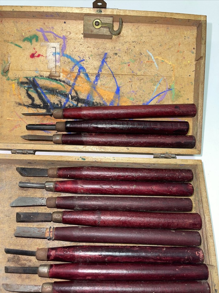 Set of 12 Vintage Wood Handle Carving Chisels / Gouges. | eBay