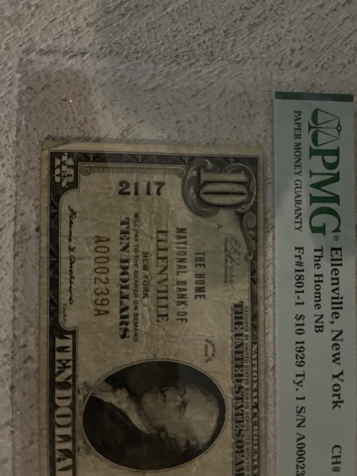 1929 Ellenville NY New York Home National Bank Note PMG 20 - Image 2 of 4