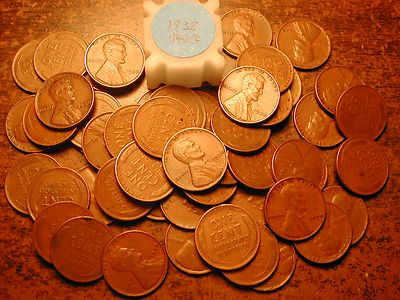 1938-P LINCOLN WHEAT CENT PENNY ROLL, HIGH GRADE!! VF-XF!!!!!