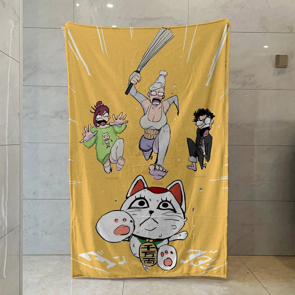 Dan Dn Dan Fleece Blanket Anime Turbo Granny Lucky Cat Travel Warm Throw Blanket - Image 2 of 4