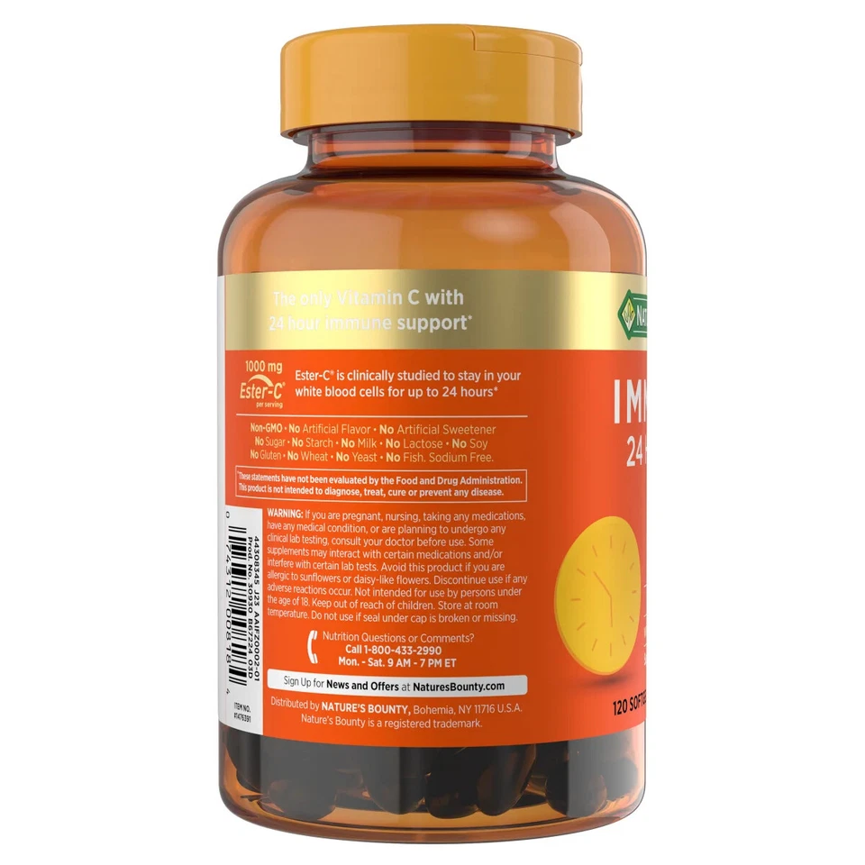 Nature's Bounty Immune 24 Horas+ con 1.000 mg de Ester-C 120 ct Foto 2 de 4