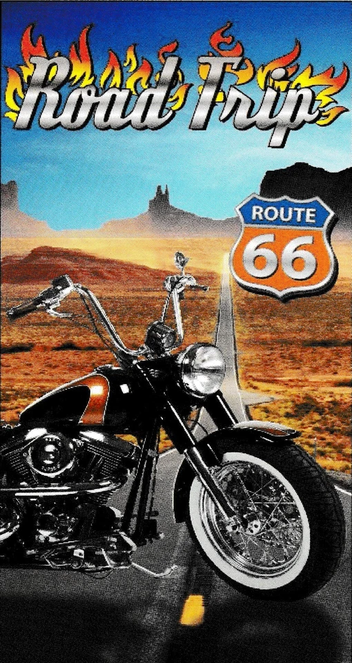 DRAP DE BAIN, SERVIETTE DE PLAGE - MOTO ROUTE 66 - 75X150 cm 100% COTON C.34 23