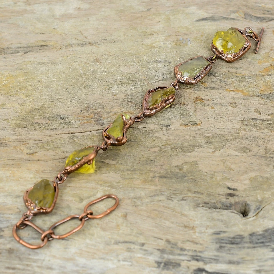 Citrine Rough Copper Gift For Love Electroformed Chain Adjustable Bracelet 6.0" - Image 4 of 4