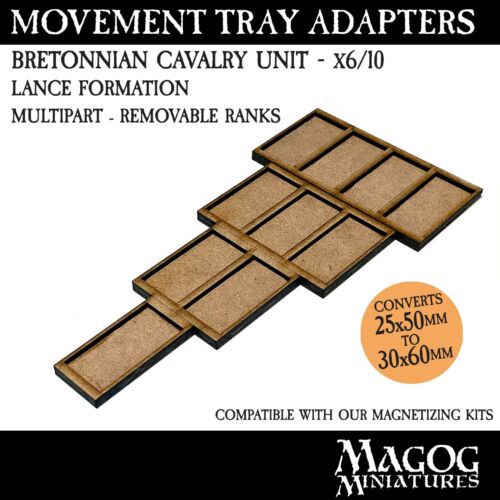 Movement Tray Adapters. 25mm to 30mm  BRETONNIAN LANCE. Warhammer The Old World. - Afbeelding 1 van 2