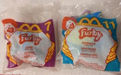 2000 McDonald's Furbys #7 & 11 Happy Meal Toys Lamb & Dinosaur 