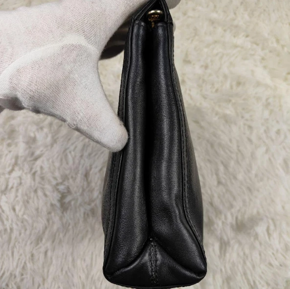 Pochette CELINE pelle nera logo raccordi in metallo con sacchetto antipolvere articoli moda