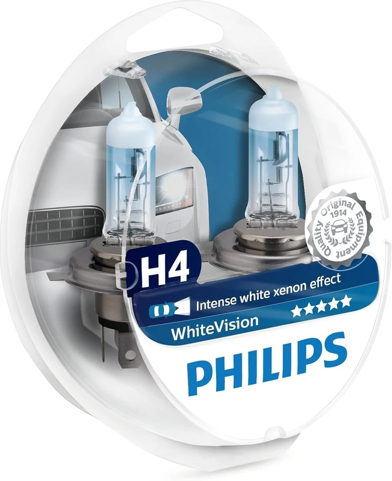 Philips WhiteVision 3700K 9003 HB2 H4 60/55W Dos Bombillas Cabezal Luz Repuesto OE Foto 4 de 4