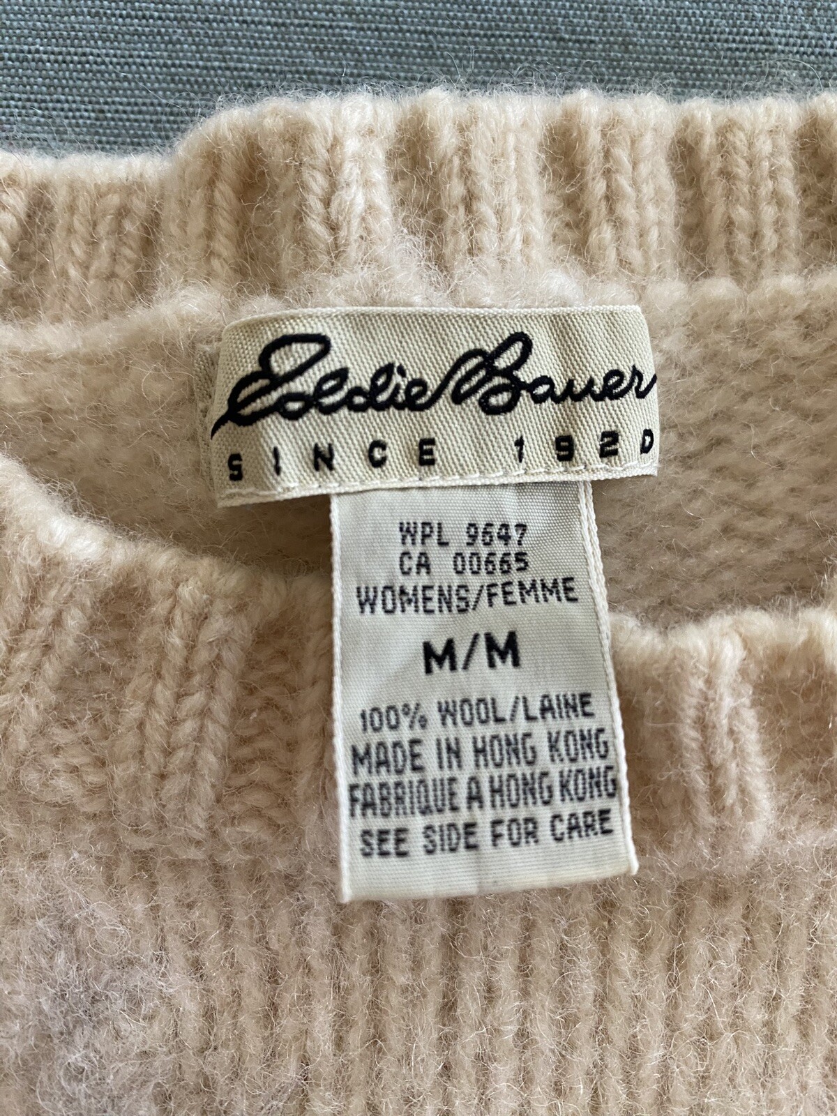 Vintage Eddie Bauer Wool Sweater Women’s Size S/M Cream W/ Gray