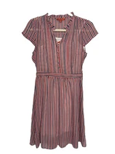 ModCloth Red White Stripe Dress Vintage Style Retro Sz Sm Patriotic Side Zip
