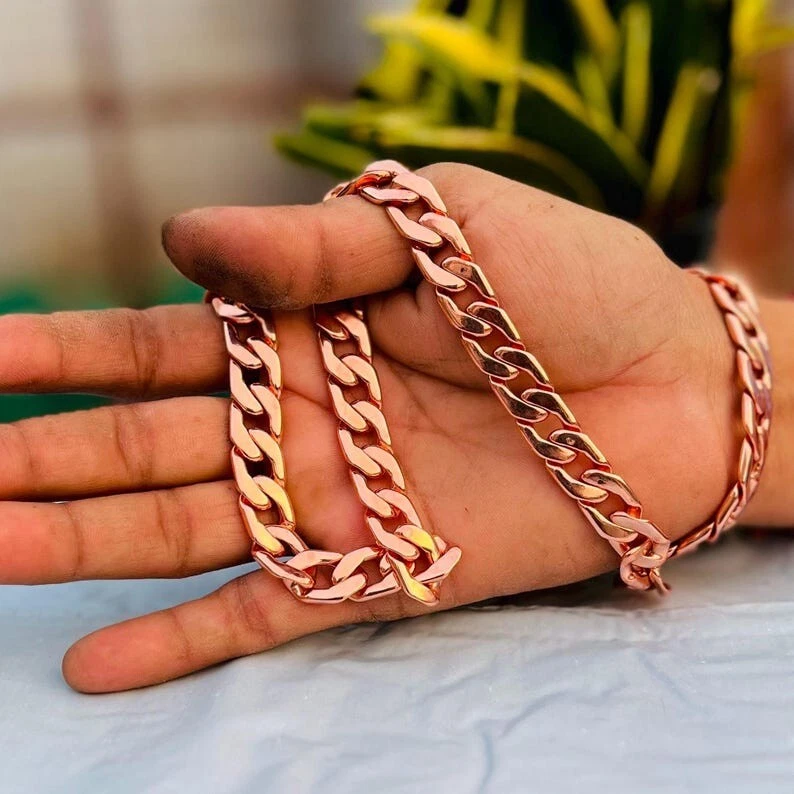 100% Solid Pure Copper Rope Chain Designer Link Chain Necklace Jewelry All Size - Image 2 of 4