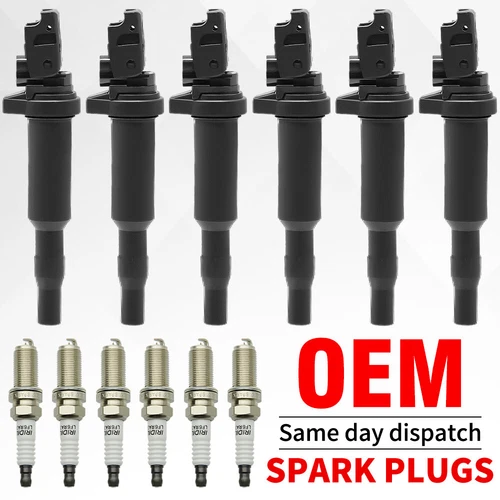 6 Pack Ignition Coil & Spark Plugs for BMW 128i 328i 335i 528i 535i X5 X3 UF592