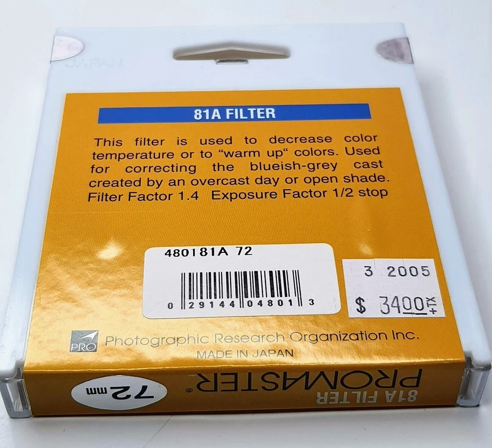 Pro 72mm 81A 81-A 81 A Warming Light Balancing Glass Lens Filter Japan 72 mm 72 - Image 3 of 4