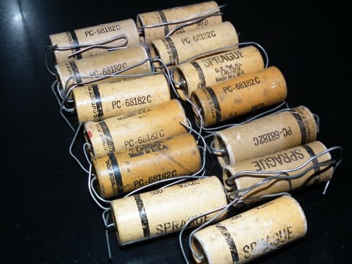 Two vintage SPRAGUE capacitors 0.1uF 500V NOS Guitar Amp MICAMOLD WAX PAPER - Picture 6 of 12