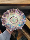 Very Pretty Fenton Carnival Glass Blue Dragon & Lotus Pattern 3 &1 Edge Bowl