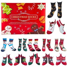 Christmas Socks Advent Calendar 2025 for ,12 Days Themed Holiday Countdown Ca...