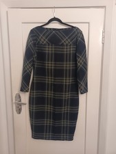 Zara Blue Check Tartan Midi Dress Formal Pencil Bodycon Bloggers  large